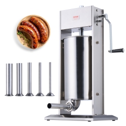 VEVOR 15 L/30 Lbs Manual Sausage Stuffer, Vertical Sausage Machine, Dual-Speed Meat Stuffer, Made Of Food-Grade 304 Stainless Steel, Includes 5