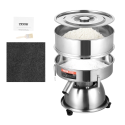 VEVOR 45W Automatic Electric Vibrating Sieve, Stainless Steel Sifter Shaker Machine \w 40+60 Mesh, Automatic Powder Sifter Machine Countertop
