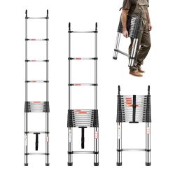 VEVOR 16.5Ft Telescoping Ladder, Stainless Steel Lightweight Extension Ladder, Multi-Button Retraction Collapsible Ladders, 330Lbs Capacity &