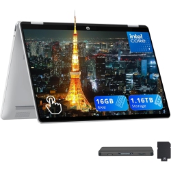 HP Omnibook 5 Flip 2-In-1 14" 2K Touchscreen Laptop, Intel 7 150U, 1.16Tb Storage(1Tb SSD+160GB Docking Station Set), 16GB Ram, Intel