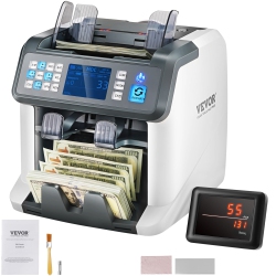VEVOR Money Counter Machine, Bill Counter \w Mixed Denomination, 2Cis, Sn, Uv, Ir, Mg, Dd Counterfeit Detection, Multi Currency, Value Counting Cash