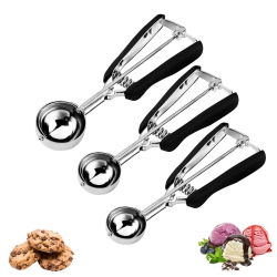 MYACUC 3-Piece Stainless Steel Cookie Scoop Set, Ice Cream Scoop Set for Cookies, Muffins, And Fruits