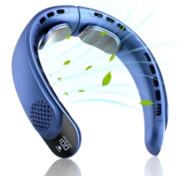 THE WAY Portable Neck-Mounted Fan, 4 Turbine Neck-Mounted Fans, 4000 Mah Battery Powered, USB Rechargeable Personal Fan, 3 Wind Speeds, Led Display