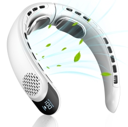 THE WAY Portable Neck-Mounted Fan, 4 Turbine Neck-Mounted Fans, 4000 Mah Battery Powered, USB Rechargeable Personal Fan, 3 Wind Speeds, Led Display