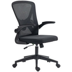 KEPOOMAN Mesh Office Chair, Swivel Desk Chair With Lumbar Back Support, Adjustable Height, Flip-Up Arm In Black
