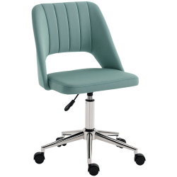 KEPOOMAN Mid Back Office Chair Velvet Fabric Swivel Scallop Shape Computer Desk Chair - In Teal