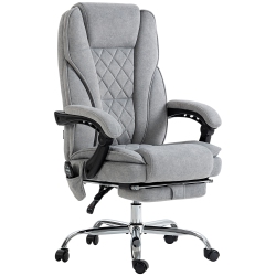 KEPOOMAN Massage Office Chair, Heated Reclining Computer Chair With Adjustable Height And Footrest In Gray
