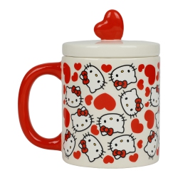 BIOWORLD Hello Kitty Valentine's Day 16 OZ Ceramic Lidded Mug In White