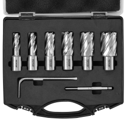 VEVOR Annular Cutter Set, 6 PCs Weldon Shank Mag Drill Bits, 1/2" to 1-1/16" Cutting Diameter, 1" Cutting Depth, M2Al High-Speed Steel, \w Pilot Pin