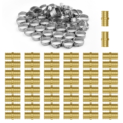 VEVOR 1/2" 50PCs Pipe Fittings, Brass Pipe Fittings, Clamp-Style Straight-Through Pipe Connector Brass Air Fittings, Heavy Duty Plumbing Fittings
