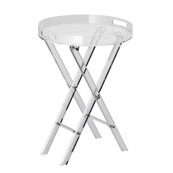 VEVOR Acrylic Folding Tray Table, Acrylic End Table \w Folding X Leg, Clear Acrylic Side Table for Coffee, Drink, Food, Snack Used In Living Room