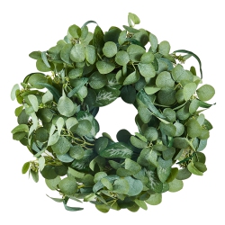 VEVOR 26 In Artificial Decorative Wreath, Green, Decorated \w Eucalyptus Leaves, Berries, Thorny Stems, for All Seasons Indoor And Outdoor Home Wall