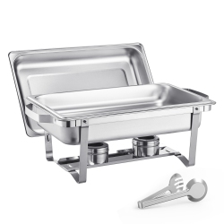 VEVOR 8 Qt 6 Pack Chafing Dish Buffet Set, Stainless Steel Chafer \w 6 Full Size Pans, Rectangle Catering Warmer Server \w Lid Water Pan Stand Fuel