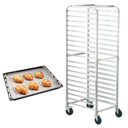 VEVOR 26"l X 20.4"w X 70"h Bun Pan Rack, 20-Tier Commercial Bakery Racks \w Brake Wheels, Aluminum Racking Trolley Storage for Half & Full Sheet