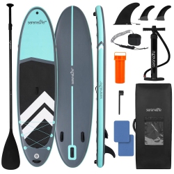 SERENELIFE 11' X 35" Pet-Friendly Inflatable Sup Paddleboard – 440 Lb Capacity, Non‑Slip Deck & Gopro Mount, Full Kit \w Paddle, Pump, Leash &