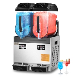VEVOR 12Lx2 Double Commercial Slushy Machine, Tank Froze Machine, 96 Cups Stainless Steel Margarita Smoothie Frozen Drink Maker, Slushie Maker For