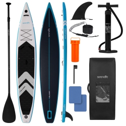 SERENELIFE 14’ Inflatable Paddle Board for Racing - 28” Narrow Design, \w Non-Slip Deck Pad, Includes Premium Sup Accessories And Gopro Mount