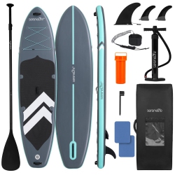 SERENELIFE Inflatable Stand-Up Paddle Board – 11'6" X 35" Extra Wide Sup for Families – 440 Lb Capacity, Non-Slip Deck, Backpack, Paddle, Pump &