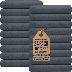 CANADIAN LINEN Yukon Hand Towels Set, 24 Pack, 15"x25", Soft Absorbent Cotton Quick Dry Lightweight Hand Towel for Salons, Spa, Home Kitchen Gym