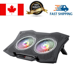 HAVIT F2072 Colorful RGB Lighting With Double 12Cm Large Cooling Fans Pad With 2 Ports USB Hub for Up to 17 Inches Laptop, Hv-F2072