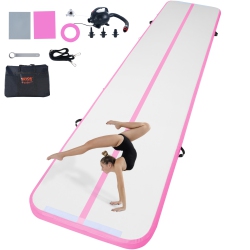 VEVOR 4 Inch Gymnastics Air Mat, Thickness Inflatable Gymnastics Tumbling Mat, Tumble Track \w Electric Pump, Training Mats for Home