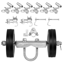 VEVOR 6" Sliding Gate Kit, Rolling Gate Hardware Kit C-Type, Wheel Carrier \w Two 6" Wheels Support, Heavy Duty Sliding Gate Rollers for Connect