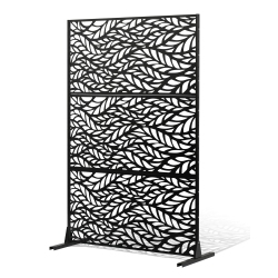 VEVOR 47" W X 72" H Metal Privacy Screen, Outdoor Privacy Screens & Panels, Freestanding Outdoor Divider \w Stand, 3-Panel Decorative Garden Steel