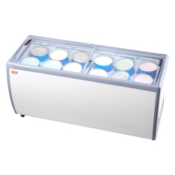 VEVOR 20 Cu.ft Commercial Ice Cream Display Case, Chest Freezer, Mobile Glass Top Deep Freezer, Restaurant Gelato Dipping Cabinet \w 12 Large Tubs