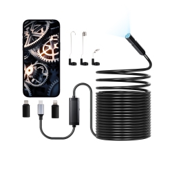 VEVOR Endoscope Camera \w 49.2Ft Semi-Rigid Cable, 1920P HD Borescope for Android & Ios, Industrial Inspection Camera \w Light - 8 Led, 2X Zoom