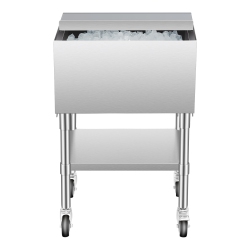 VEVOR 61.6L Commercial Ice Bin, Rolling Ice Chest, 24 X 19.1 X 36.8 In Stainless Steel, \w Sliding Lid, Bottom Storage Tray, Adjustable Bullet Feet