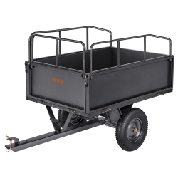VEVOR 17 Cu. Ft Garden Utility Trailer, 600Lbs Capacity, Atv Utv Hauling Trailer, Tow Behind Steel Dump Cart \w 16" Tires, Hand Pull Or Foot Pedal
