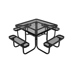 VEVOR 45.7 In Picnic Table, Outdoor Weather Resistant Patio Dining Furniture Set, Heavy Duty Coated Steel Tables \w Umbrella Hole, Square Table And