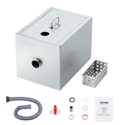 VEVOR 8 Lbs Commercial Grease Trap, Grease Interceptor, Top Inlet Interceptor, Under Sink Stainless Steel Grease Trap, 2.8 Gpm Waste Water Oil-Water