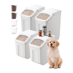 VEVOR 3.5Gal/15Lx2 + 4.5Gal/20Lx2 Rice Storage Container, Large Dog Food Dispenser Bin, Kitchen Ingredient Grain Cereal Bin, Pet Food Containers \w