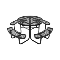 VEVOR 46" Heavy-Duty Picnic Table, Outdoor Furniture Weather Resistant Patio Dining Set, Coated Steel Tables \w Umbrella Hole, Round Table And Bench