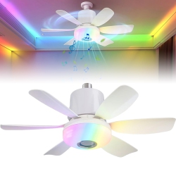 MYACUC Smart Ceiling Fan With Light, Portable Hanging Fan, 7-Color Dimmable Led With Music, Socket Ceiling Fan for Bedroom, Tent, Indoor Use