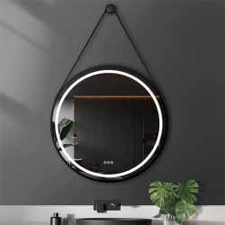 UNHO Luvodi 24" Round Led Bathroom Mirror \w Lights Frame Adjustable Strap Illuminated Bathroom Mirror \w Demister, Touch Sensor Switch Large Circle