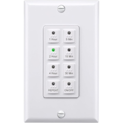 BN-LINK Digital Wall Timer – Push-Button Countdown (5-60Mins, 2-4Hrs) for Exhaust/bathroom Fans. Neutral Required, Wall Plate, White