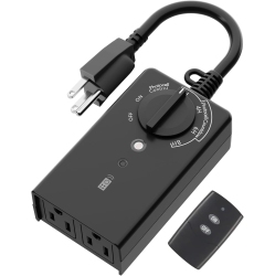 BN-LINK Outdoor Light Timer Waterproof 15A, 24-Hour Plug In Light Sensor Countdown Timer (2, 4, 6 Or 8 Hours Mode), 100Ft Range Remote Control