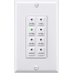 BN-LINK Countdown Digital In-Wall Timer Switch \w Push Button 5-10-20-30-45-60Mins, for Bathroom Fan, In-Wall Light Timer, Neutral Required, Free