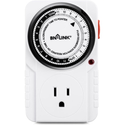 BN-LINK 24 Hour Plug-In Mechanical Timer Grounded for Aquarium, Grow Light, Hydroponics, Indoor Lighting, Home Appliances, 60 Hz, 1875W, 15A, 1/2HP