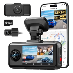 REDTIGER A6 3-Channel Dash Cam Front Inside Rear 4K+1080P Wifi Touch Screen