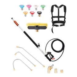 VEVOR 21 Ft Pressure Washer Telescoping Wand, 4000 Psi, \w Power Washer Extension Wands, Gutter Cleaner, Brush Head, Pivoting Coupler, 7 Spray