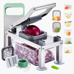 VEVOR Vegetable Chopper Mandoline Slicer, All-In-1 Food Cutter W/8 Stainless Steel Blades, Cheese Grater, Onion/potato Dicer W/container, Kitchen