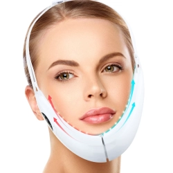 MYACUC Ems Microcurrent Face Slimming Device And Blue Light Facial Massager for Double Chin Removal And V-Shape Face Contour In Red