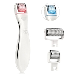 MYACUC 2 In 1 Led Derma Roller With 3 In 1 Titanium Needles Roller Heads for Skin, Face, Hair & Beard Growth Led Light Therapy