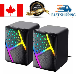 HAVIT Sk763 Led Light Desktop 2.0PCs 3.5MM Plug + USB Powered Computer Speaker_Black