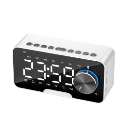 THE WAY P5 Mirror Clock Bluetooth Speaker Desktop Hifi Card Knob Alarm Clock Audio \w Bt Speaker Digital Led Light Table Fm Radio Alarm Clock