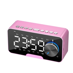 THE WAY P5 Mirror Clock Bluetooth Speaker Desktop Hifi Card Knob Alarm Clock Audio \w Bt Speaker Digital Led Light Table Fm Radio Alarm Clock