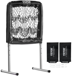 VEVOR 9 Hole Baseball Net, 28"x27" Softball Baseball Training Equipment for Hitting Pitching Practice, Heavy Duty Height Adjustable Trainer Aid \w